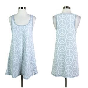 PINK Victoria Secret | Y2K Grey White Peace Sign Tank Soft Girl Casual Dress L